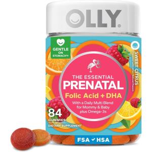 OLLY Prenatal Multivitamin Gummy, Daily Multi Blend for Mommy & Baby, Folic Acid, Omega 3 DHA, Vitamins A & D, Sweet Citrus Flavored, 30 Day Supply – 60 Count(84 Count (Pack of 1))