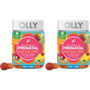 OLLY Prenatal Multivitamin Gummy, Daily Multi Blend for Mommy & Baby, Folic Acid, Omega 3 DHA, Vitamins A & D, Sweet Citrus Flavored, 30 Day Supply – 60 Count(84 Count (Pack of 2))