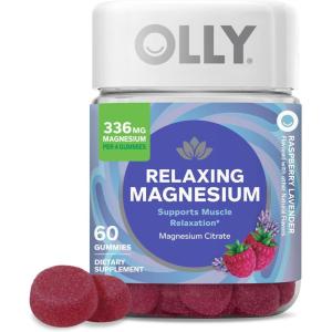 OLLY Relaxing Magnesium Gummies, Supports Muscle Relaxation*, Magnesium Citrate, Raspberry Lavender Flavor, 15 Day Supply – 60 Count(Raspberry Lavender)