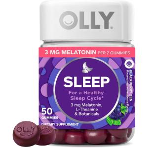 OLLY Restful Sleep Gummy Supplement with Melatonin & L-Theanine Chamomile, Blackberry Zen, 50 Gummies (25 Day Supply) Supports a Healthy Sleep Cycle* (Packaging May Vary)(50 Count (Pack of 1))