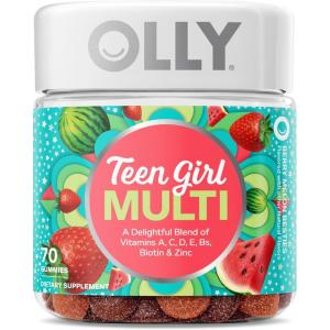 OLLY Teen Girl Multi Gummy, Healthy Skin and Immune Support,* Essential Vitamins, Biotin, Zinc, Chewable Multivitamin, Strawberry Melon Flavored, 50 Day Supply – 100 Count(70 Count (Pack of 1))