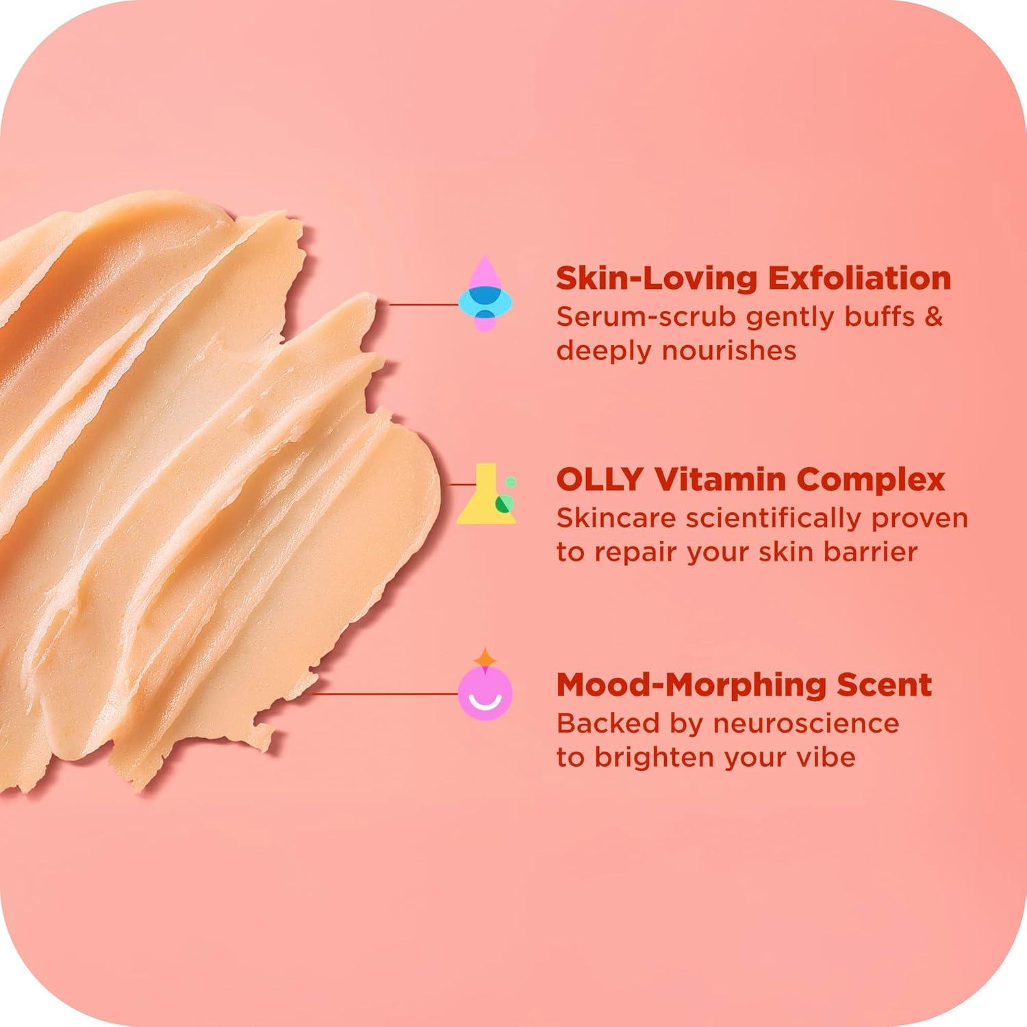 imageOLLY Bright Body Scrub with Ginseng Caffeine amp Vitamin C Nourishing Cleanser for Skin Exfoliation SkinBarrier Repair Citrus Currant Scent 6 oz