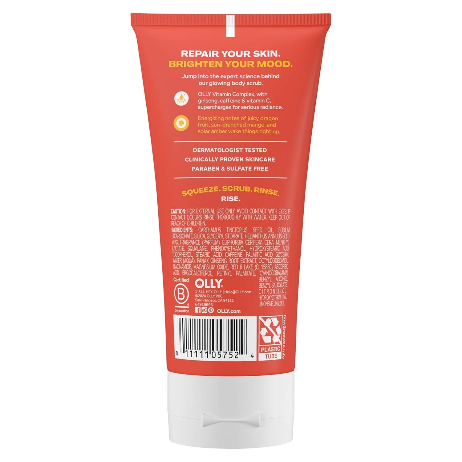 imageOLLY Bright Body Scrub with Ginseng Caffeine amp Vitamin C Nourishing Cleanser for Skin Exfoliation SkinBarrier Repair Citrus Currant Scent 6 oz