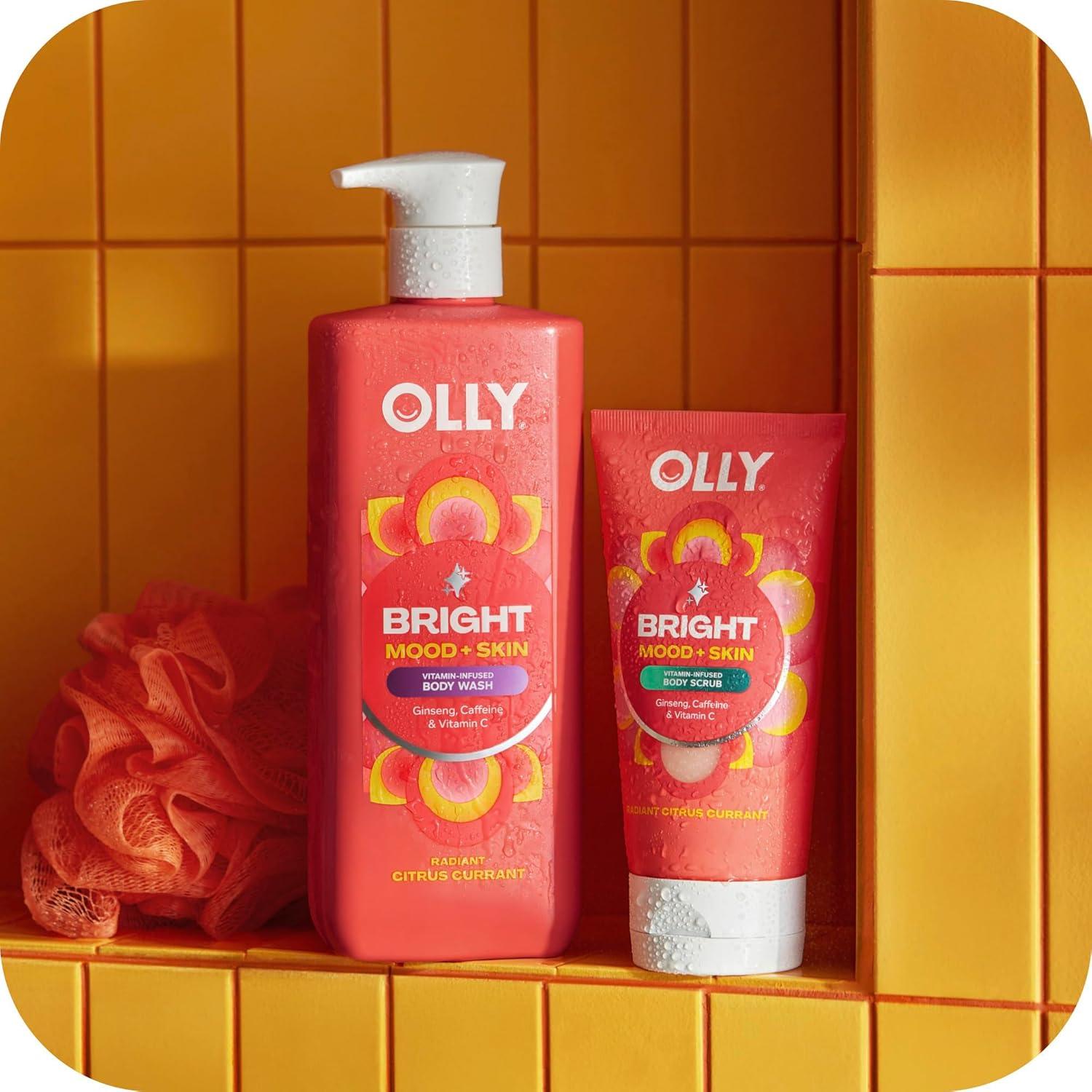 imageOLLY Bright Body Wash with Ginseng Caffeine amp Vitamin C Nourishing Cleanser for Skin Barrier Repair Deep Hydration Citrus Currant Scent 17 oz