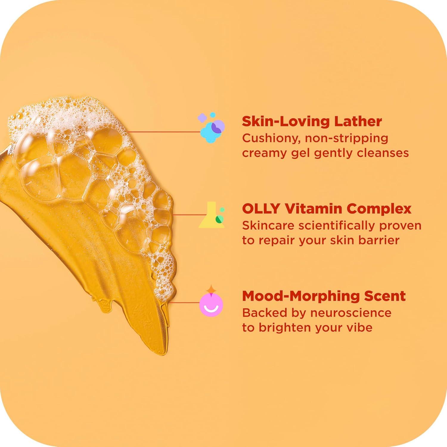 imageOLLY Bright Body Wash with Ginseng Caffeine amp Vitamin C Nourishing Cleanser for Skin Barrier Repair Deep Hydration Citrus Currant Scent 17 oz