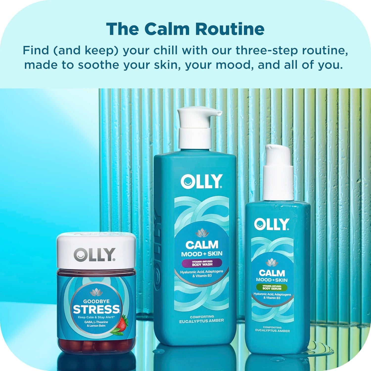 imageOLLY Calm Body LotionSerum with Hyaluronic Acid Adaptogens amp Vitamin B3 Nourishing Cleanser for Skin Barrier Repair Deep Hydration Eucalyptus Amber Scent 8oz