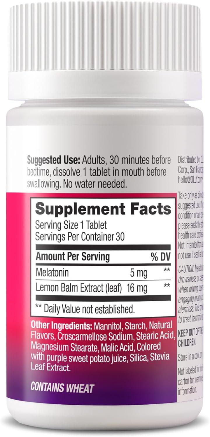 imageOLLY Extra Strength Sleep Fast Dissolve Tablets 5mg Melatonin Vegan Strawberry 30ct30 Count Pack of 2