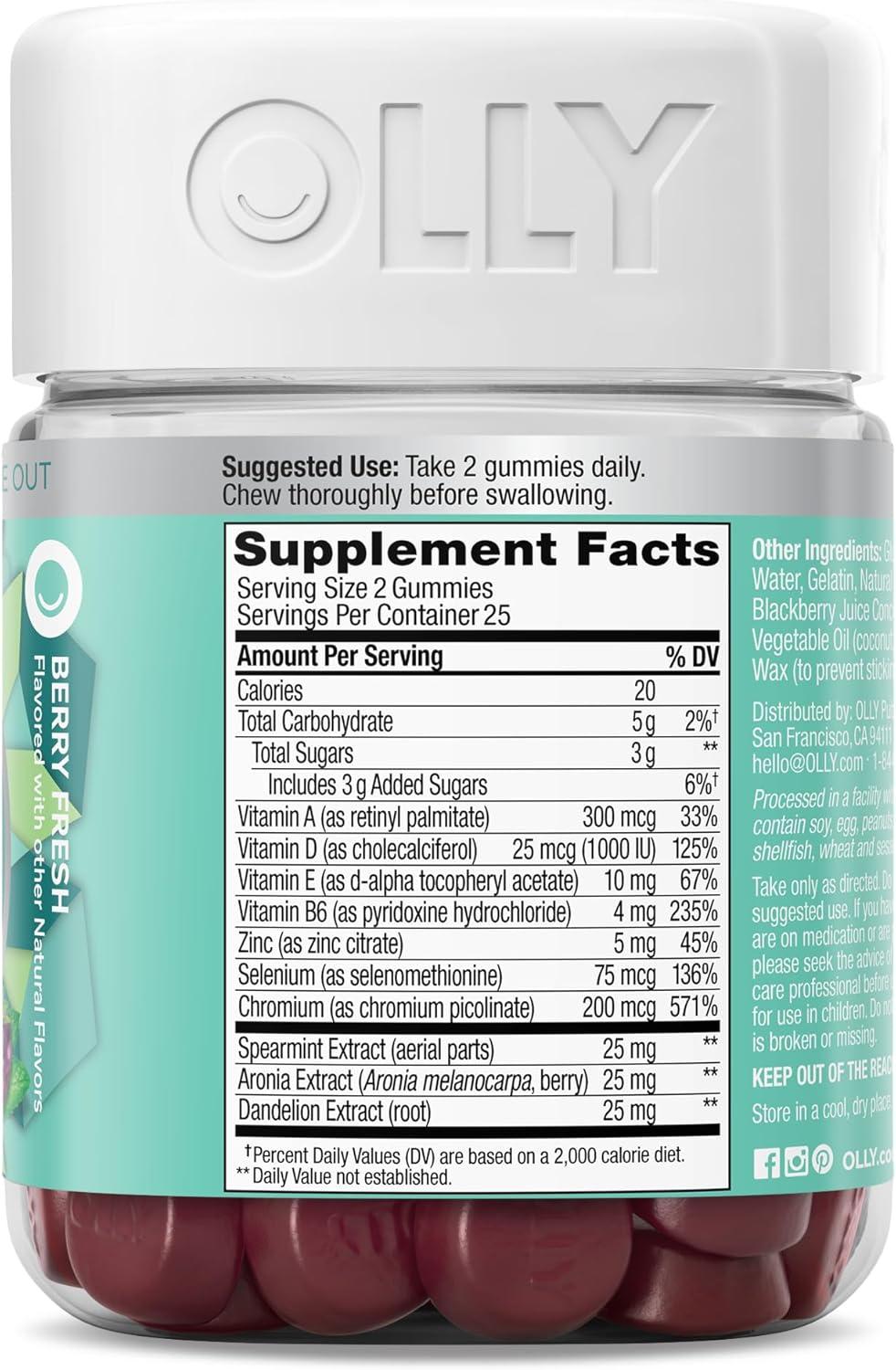 imageOLLY Flawless Complexion Gummy Clear and Healthy Skin Support Vitamins E A Zinc Chewable Supplement Berry 50 Count Pack of 150 Count Pack of 1