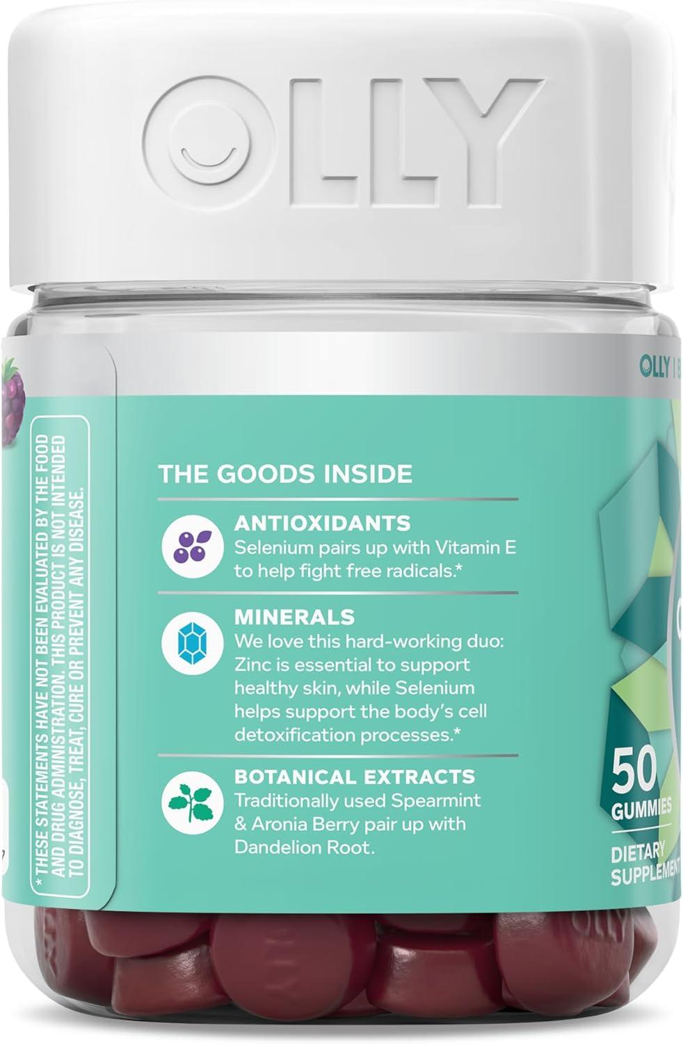 imageOLLY Flawless Complexion Gummy Clear and Healthy Skin Support Vitamins E A Zinc Chewable Supplement Berry 50 Count Pack of 150 Count Pack of 1