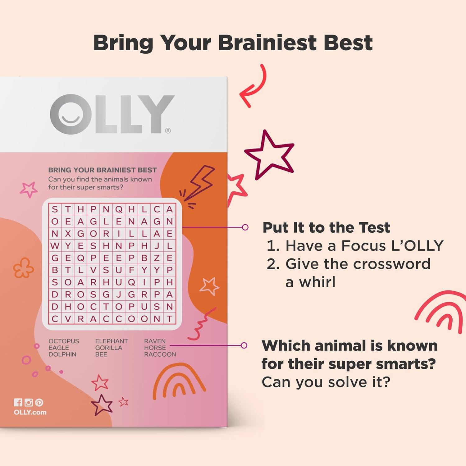 imageOLLY Focus Buddies LOLLY Pops Cognizin Vitamins B6 and B12 Omega3 ALA Supports Focused Attention and Healthy Brain Function Kids 4 Dietary Supplement Watermelon Strawberry Flavored 25 Count25 Count Pack of 2