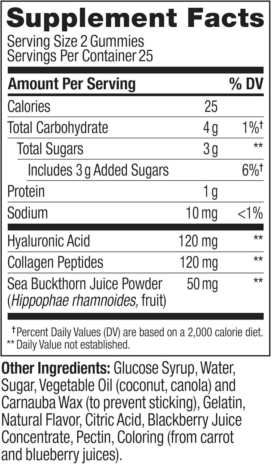 imageOLLY Glowing Skin Gummy Hydrated amp Youthful Skin Hyaluronic Acid Collagen Peptides Sea Buckthorn Plump Berry Flavor 25 Day Supply 50 Count50 Count Pack of 1