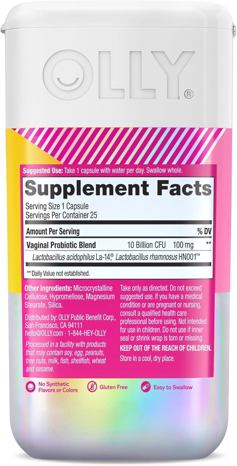 imageOLLY Happy HooHa Capsules Probiotics for Women or People wth Vaginas Vaginal Health and pH Balance 10 Billion CFU Gluten Free 25 Count25 Count Pack of 1
