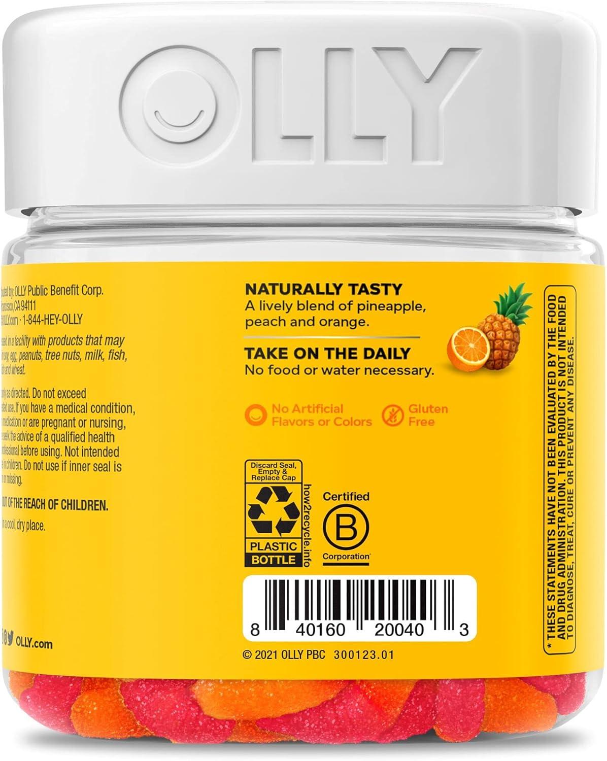 imageOLLY Hello Happy Gummy Worms Mood Support Gummies For Adults Saffron Extract Vitamin D Tropical Zing Flavored 30 Day Supply 60 Count60 Count Pack of 1