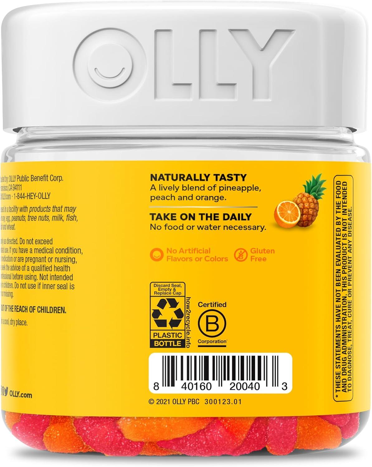 imageOLLY Hello Happy Gummy Worms Mood Support Gummies For Adults Saffron Extract Vitamin D Tropical Zing Flavored 30 Day Supply 60 Count60 Count Pack of 1