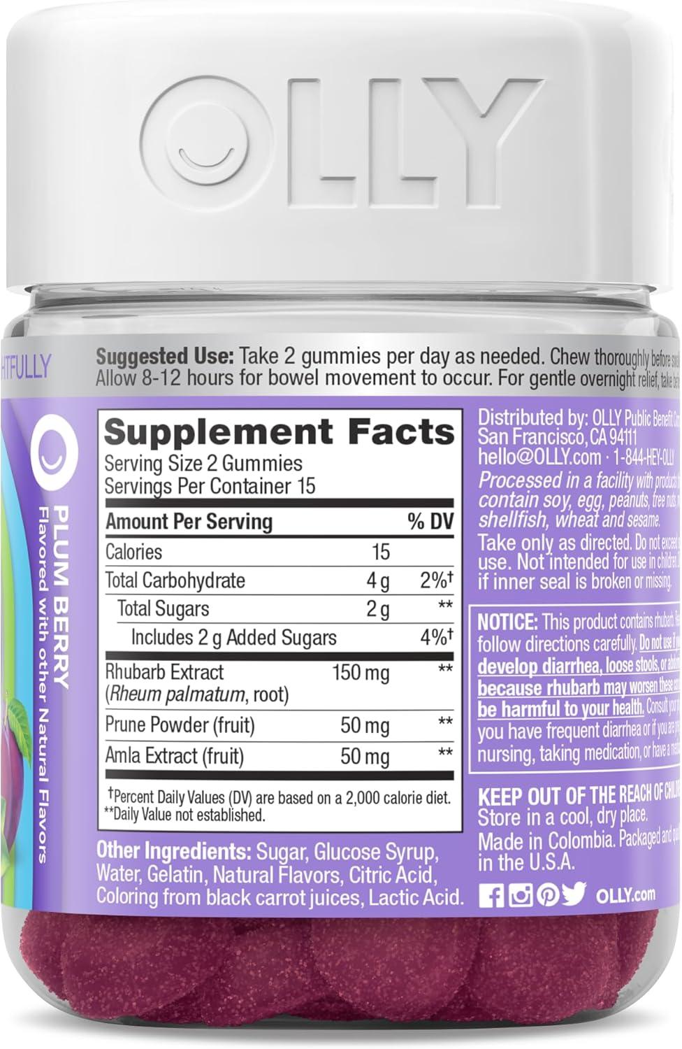 imageOLLY Keep it Movin Gummy Supplement Occasional Constipation Support Rhubarb Prune Amla Extracts Plum Berry Flavored 15 Day Supply 30 Count30 Count Pack of 1