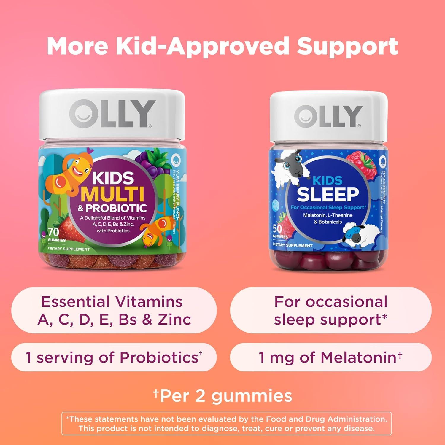 imageOLLY Kids Friendly Fiber Gummy Digestion Support 3g Prebiotic Fiber FOS Kids Chewable Supplement Berry Brilliant Flavored 25 Day Supply 50 Count