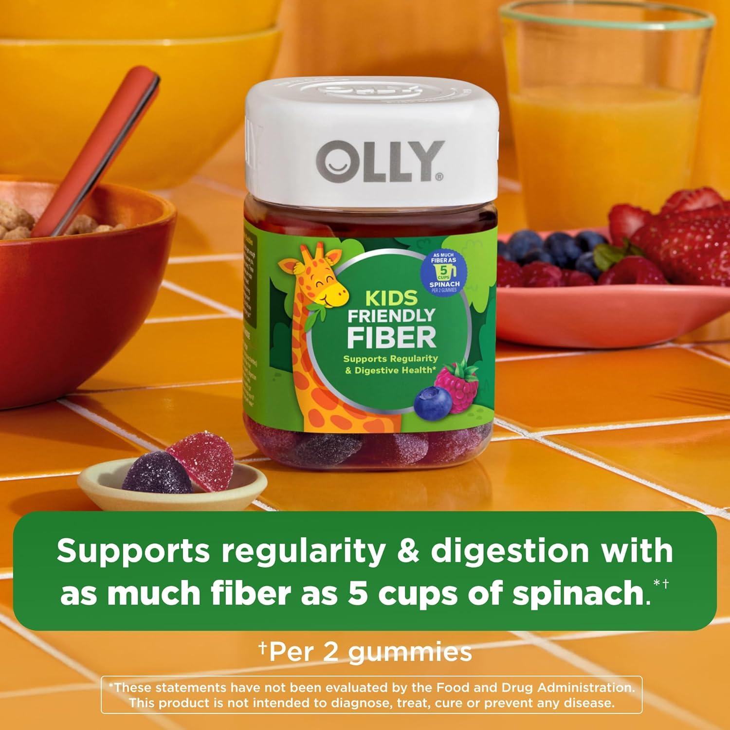 imageOLLY Kids Friendly Fiber Gummy Digestion Support 3g Prebiotic Fiber FOS Kids Chewable Supplement Berry Brilliant Flavored 25 Day Supply 50 Count