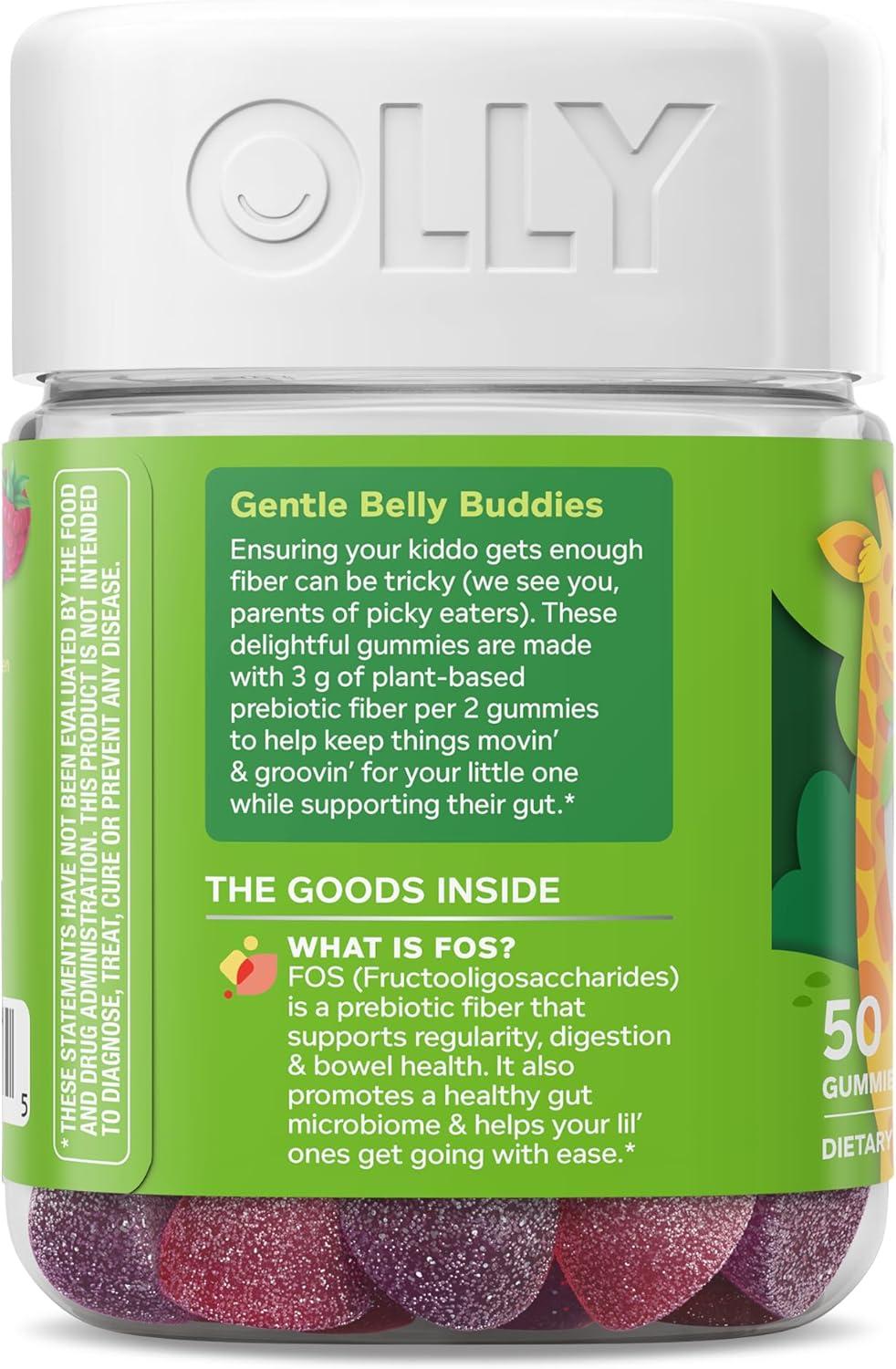 imageOLLY Kids Friendly Fiber Gummy Digestion Support 3g Prebiotic Fiber FOS Kids Chewable Supplement Berry Brilliant Flavored 25 Day Supply 50 Count
