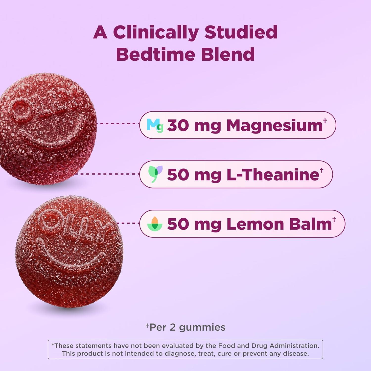 imageOLLY Kids Melatonin Free Sleep Gummy Supplement Supports Sleep Quality Magnesium LTheanine Lemon Balm Cloudberry Peach Flavored 25 Day Supply 50 Count