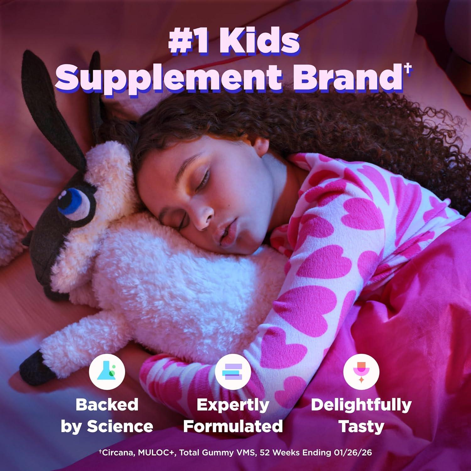 imageOLLY Kids Sleep Gummy Occasional Sleep Support 05mg Melatonin LTheanine Raspberry Flavored 50 or 25 Day Supply 50 CountBottle