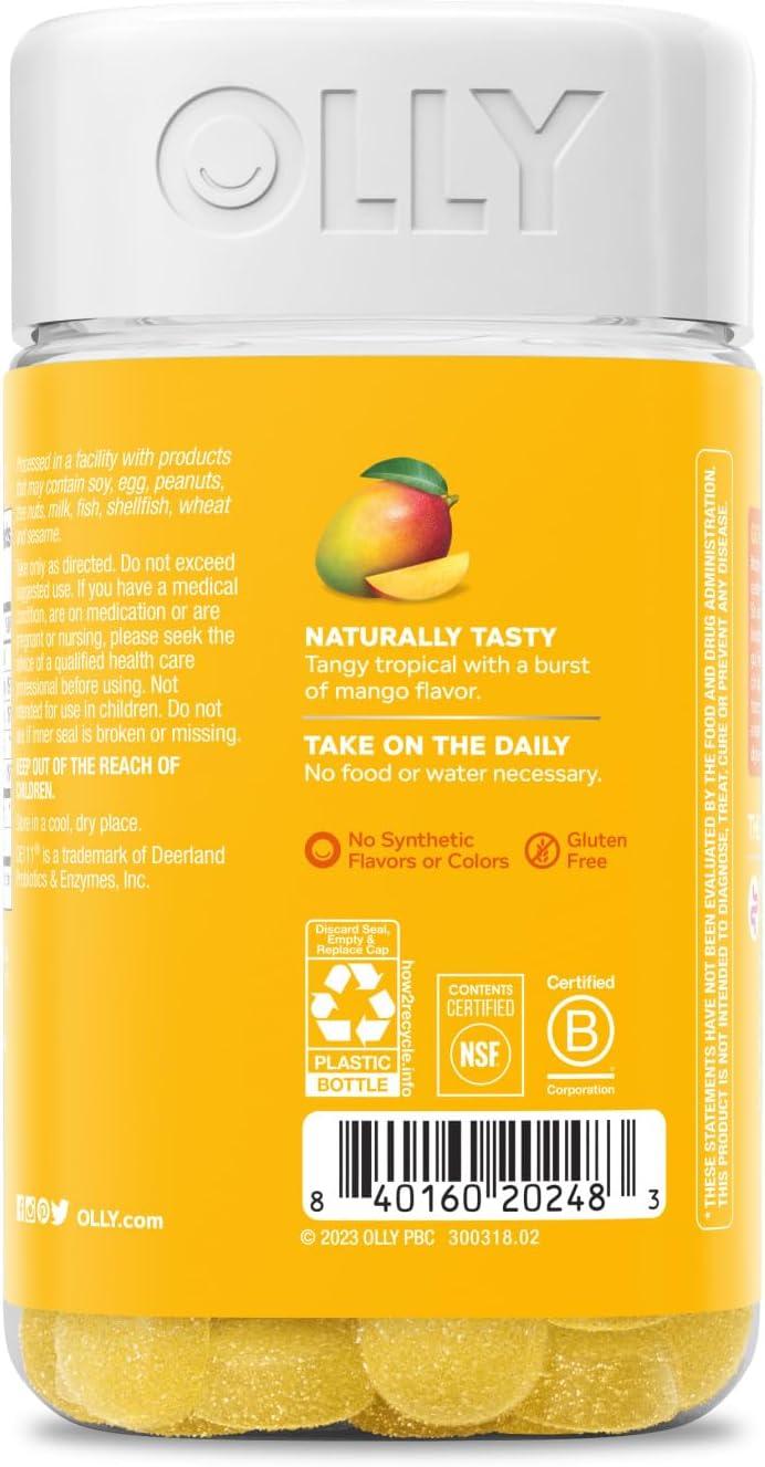 imageOLLY Probiotic Gummy Immune and Digestive Support 1 Billion CFUs Chewable Probiotic Supplement Mango 25 Day Supply 50 Count80 Count Pack of 1