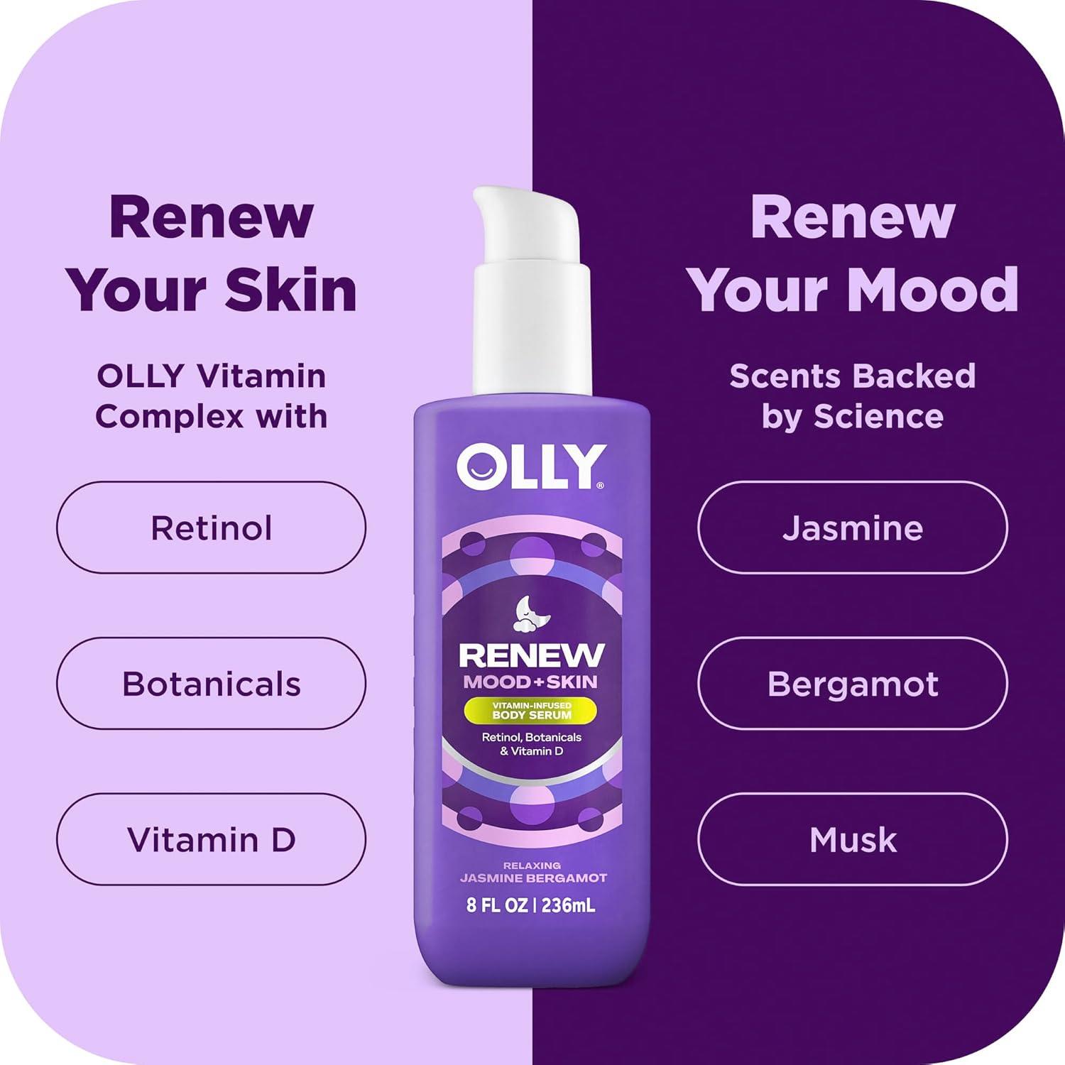 imageOLLY Renew Body LotionSerum with Vitamin D Retinol amp Botanicals Nourishing Cleanser for Skin Barrier Repair Deep Hydration Jasmine Bergamot Scent 8oz
