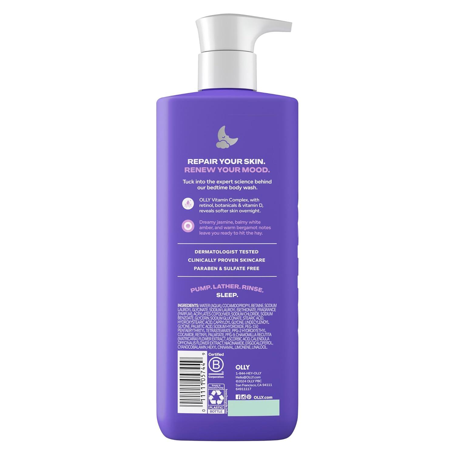 imageOLLY Renew Body Wash with Vitamin D Retinol amp Botanicals Nourishing Cleanser for Skin Barrier Repair Deep Hydration Jasmine Bergamot Scent 17oz