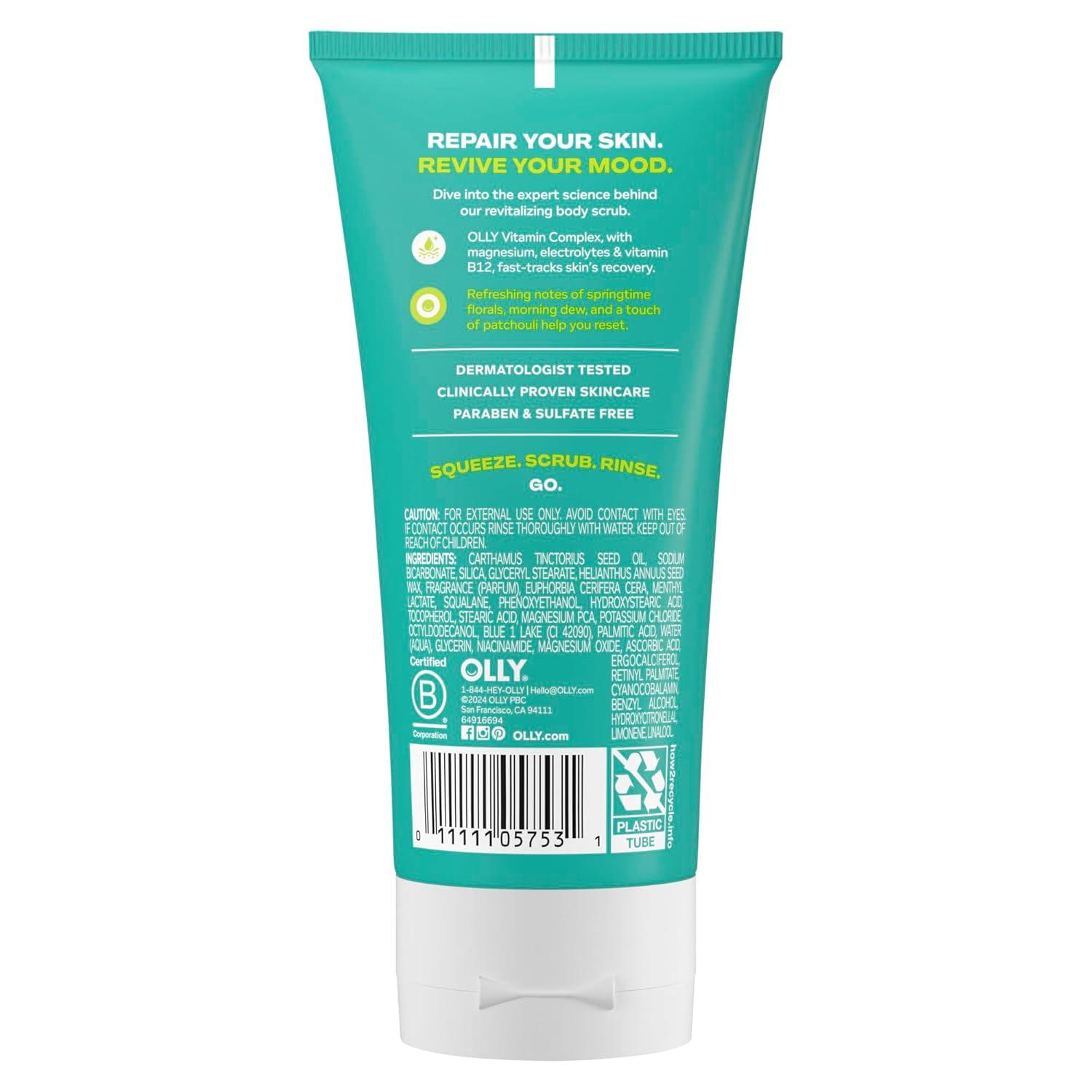 imageOLLY Revive Body Scrub with Magnesium Electrolytes amp Vitamin B12 Nourishing Cleanser for Skin Exfoliation Barrier Repair Refreshing Nerolidew Scent 6 oz