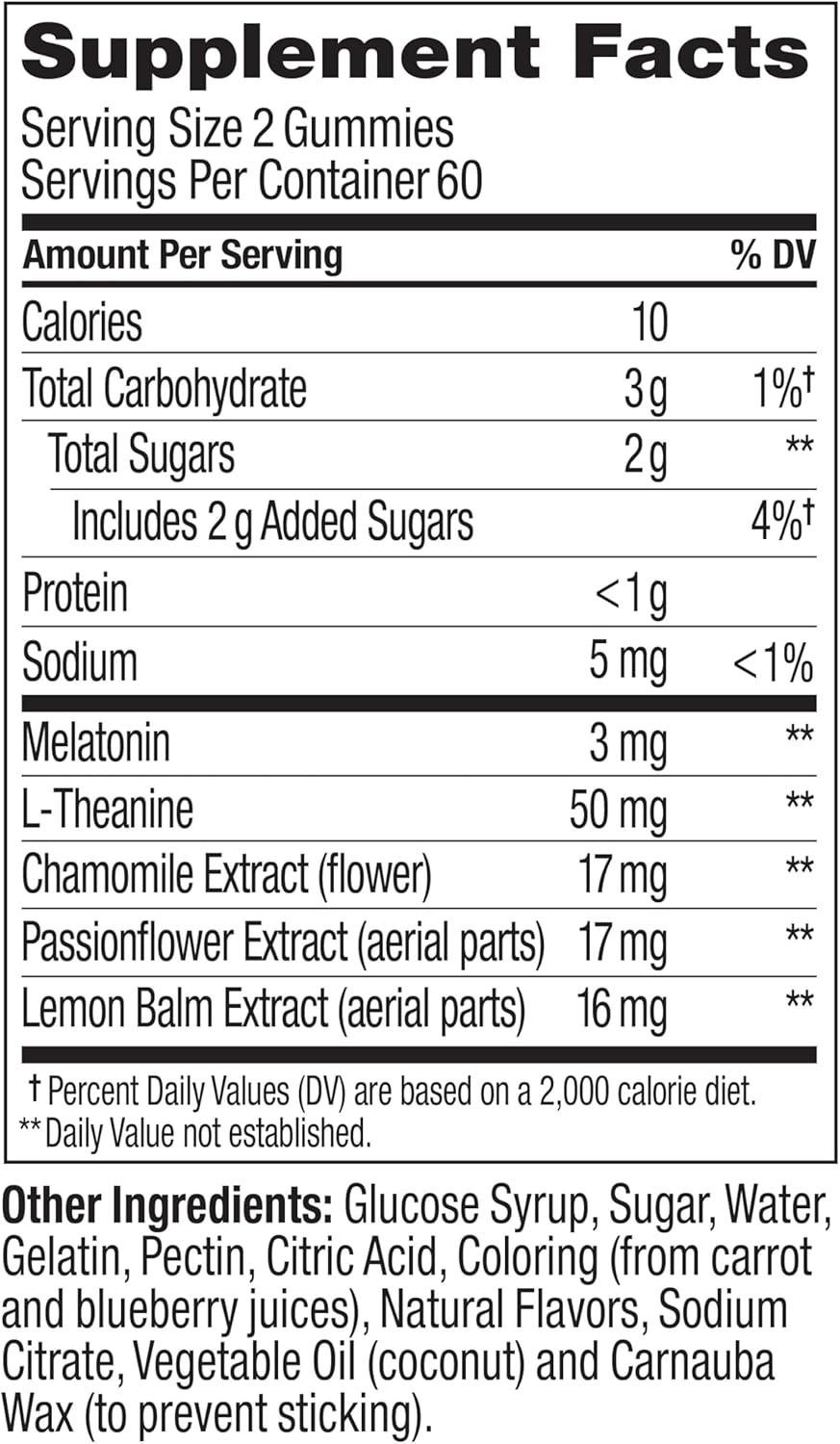 imageOLLY Sleep Gummy Sleep Support Supplement 3 mg Melatonin LTheanine Chamomile and Lemon Balm Extracts BlackBerry Zen Flavor 60 Day Supply 120 Count120 Count Pack of 1