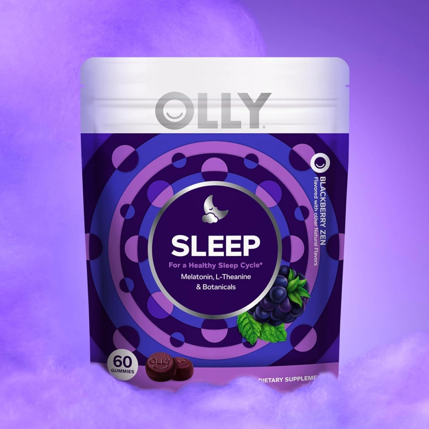 imageOLLY Sleep Gummy Sleep Support Supplement 3 mg Melatonin LTheanine Chamomile and Lemon Balm Extracts BlackBerry Zen Flavor 60 Day Supply 120 Count60 Count Pack of 1