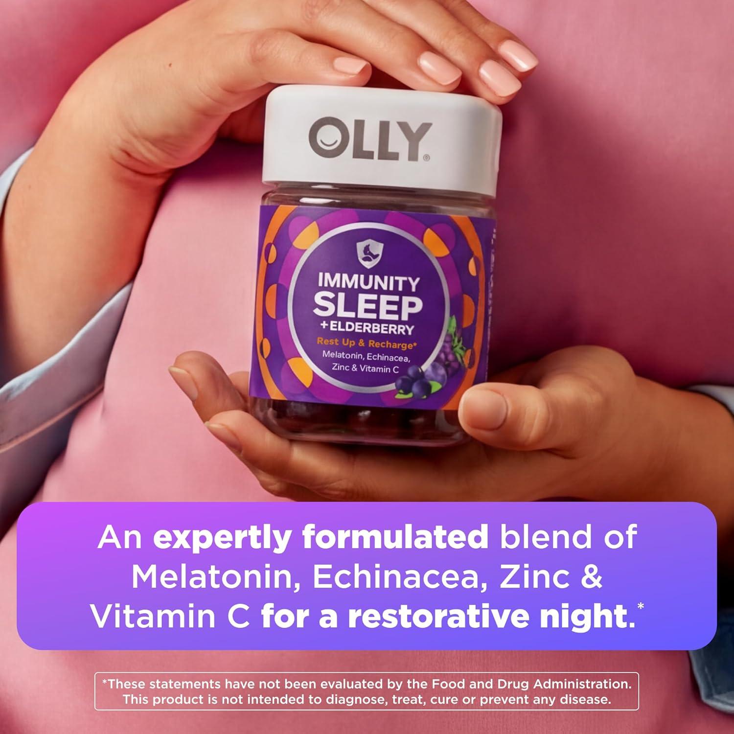 imageOLLY Sleep Immunity Melatonin Gummy Vitamin C Zinc Echinacea 3mg Melatonin Immune and Sleep Support Berry 3636 Count Pack of 1