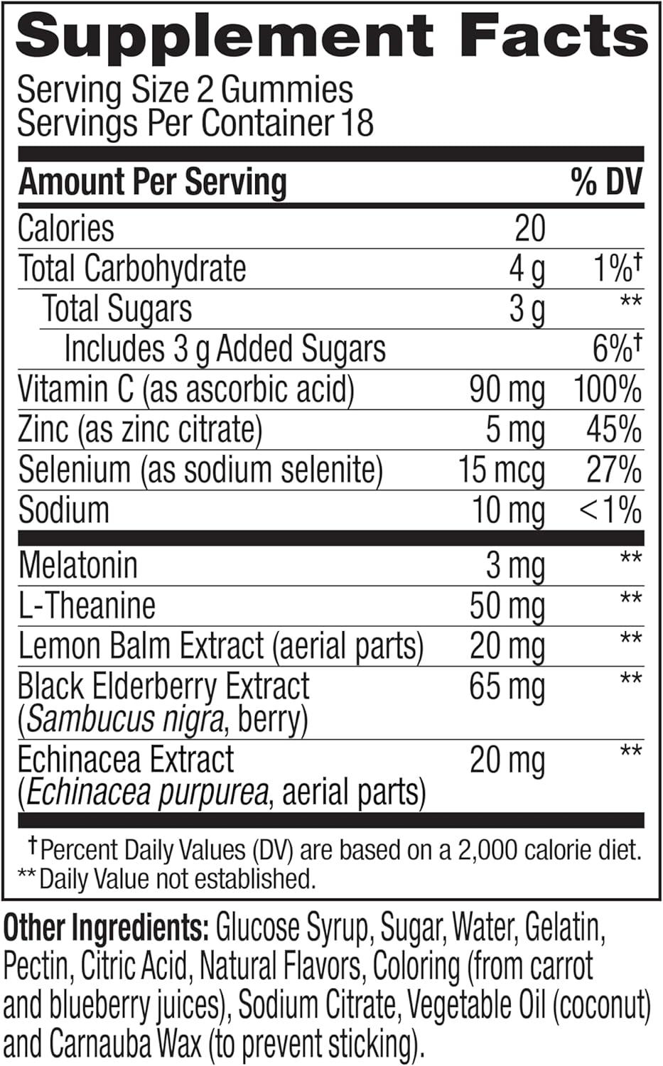 imageOLLY Sleep Immunity Melatonin Gummy Vitamin C Zinc Echinacea 3mg Melatonin Immune and Sleep Support Berry 3636 Count Pack of 1