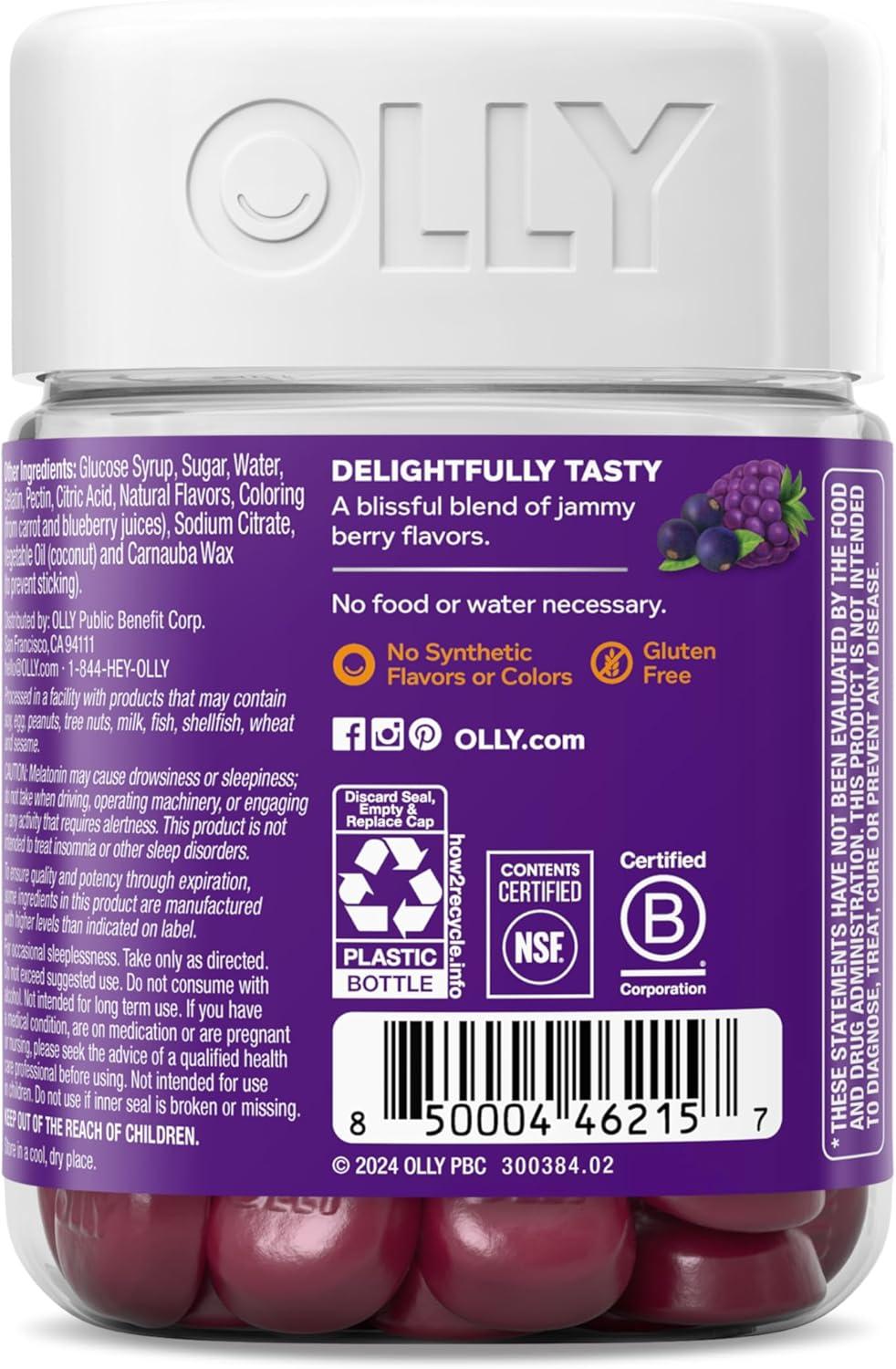 imageOLLY Sleep Immunity Melatonin Gummy Vitamin C Zinc Echinacea 3mg Melatonin Immune and Sleep Support Berry 3636 Count Pack of 1