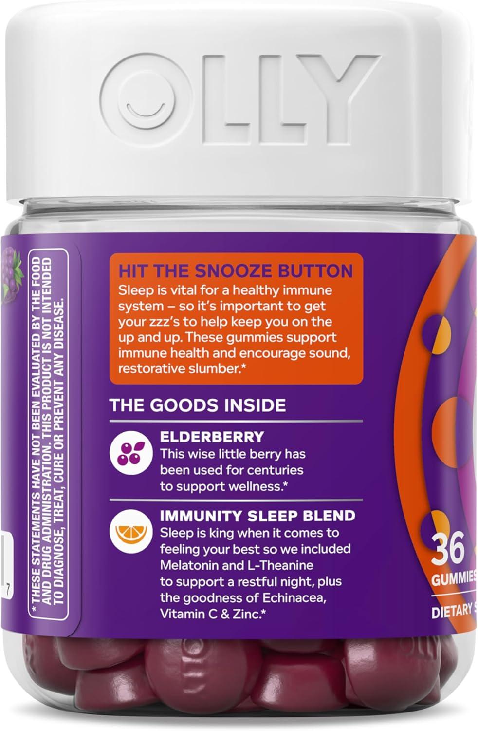 imageOLLY Sleep Immunity Melatonin Gummy Vitamin C Zinc Echinacea 3mg Melatonin Immune and Sleep Support Berry 3636 Count Pack of 1