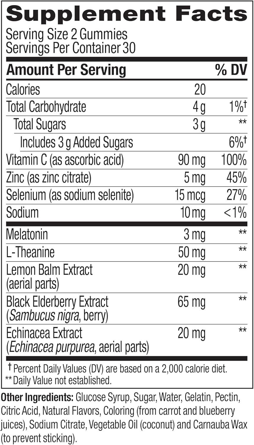 imageOLLY Sleep Immunity Melatonin Gummy Vitamin C Zinc Echinacea 3mg Melatonin Immune and Sleep Support Berry 3660 Count Pack of 1
