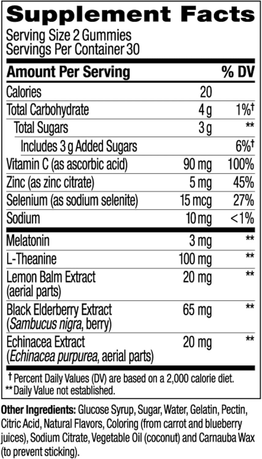 imageOLLY Sleep Immunity Melatonin Gummy Vitamin C Zinc Echinacea 3mg Melatonin Immune and Sleep Support Berry 3660 Count Pack of 1