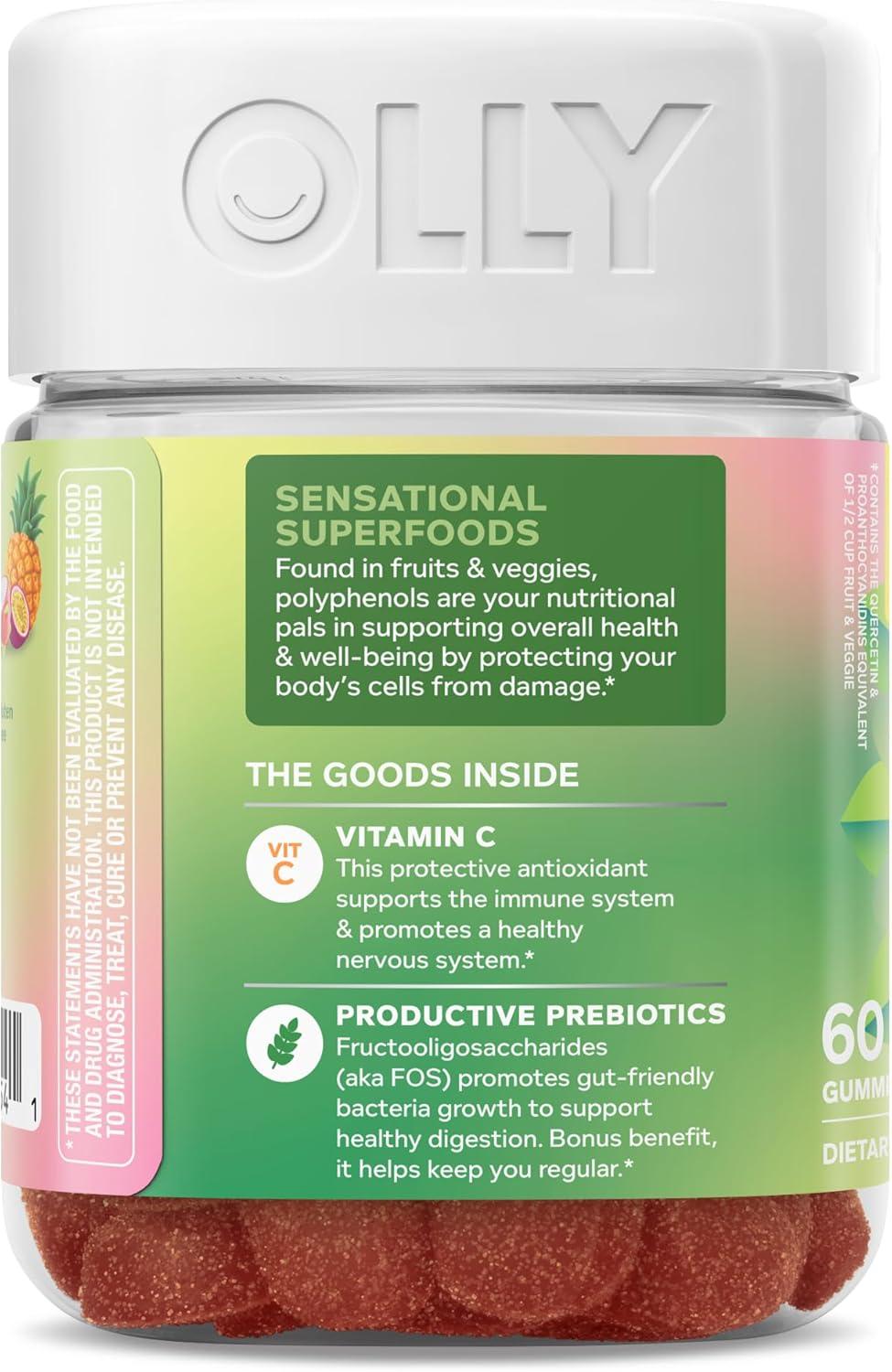 imageOLLY Supergood Superfoods Gummies Supports Immune System amp Digestive Health 15 Superfoods Prebiotics Vitamin C Tropical Bliss Flavor 20 Day Supply 60 Count