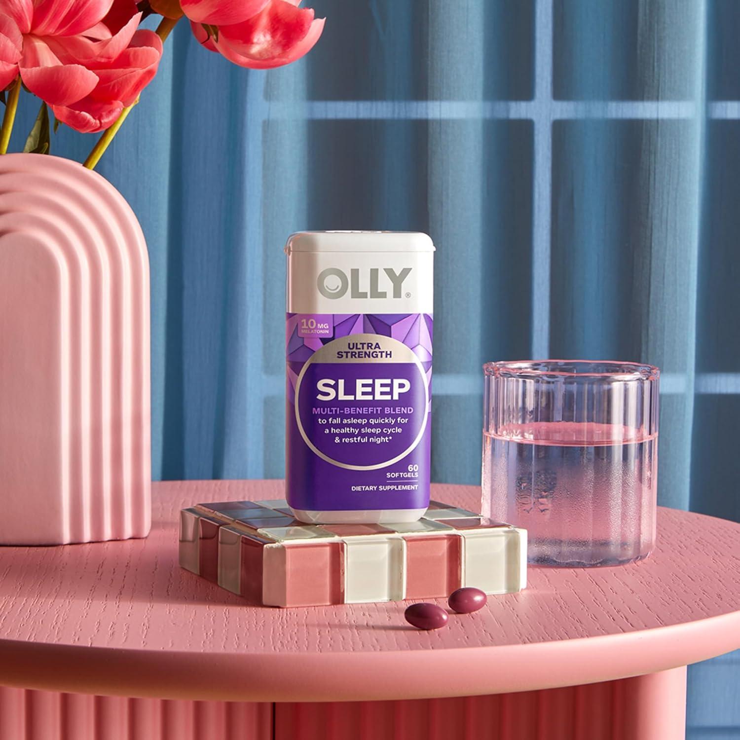imageOLLY Ultra Strength Sleep Softgels 10mg Melatonin LTheanine Chamomile Magnesium Lemon Balm Supports Deep Restful Sleep Nighttime Sleep Aid Non HabitForming 60 Count60 Count Pack of 1
