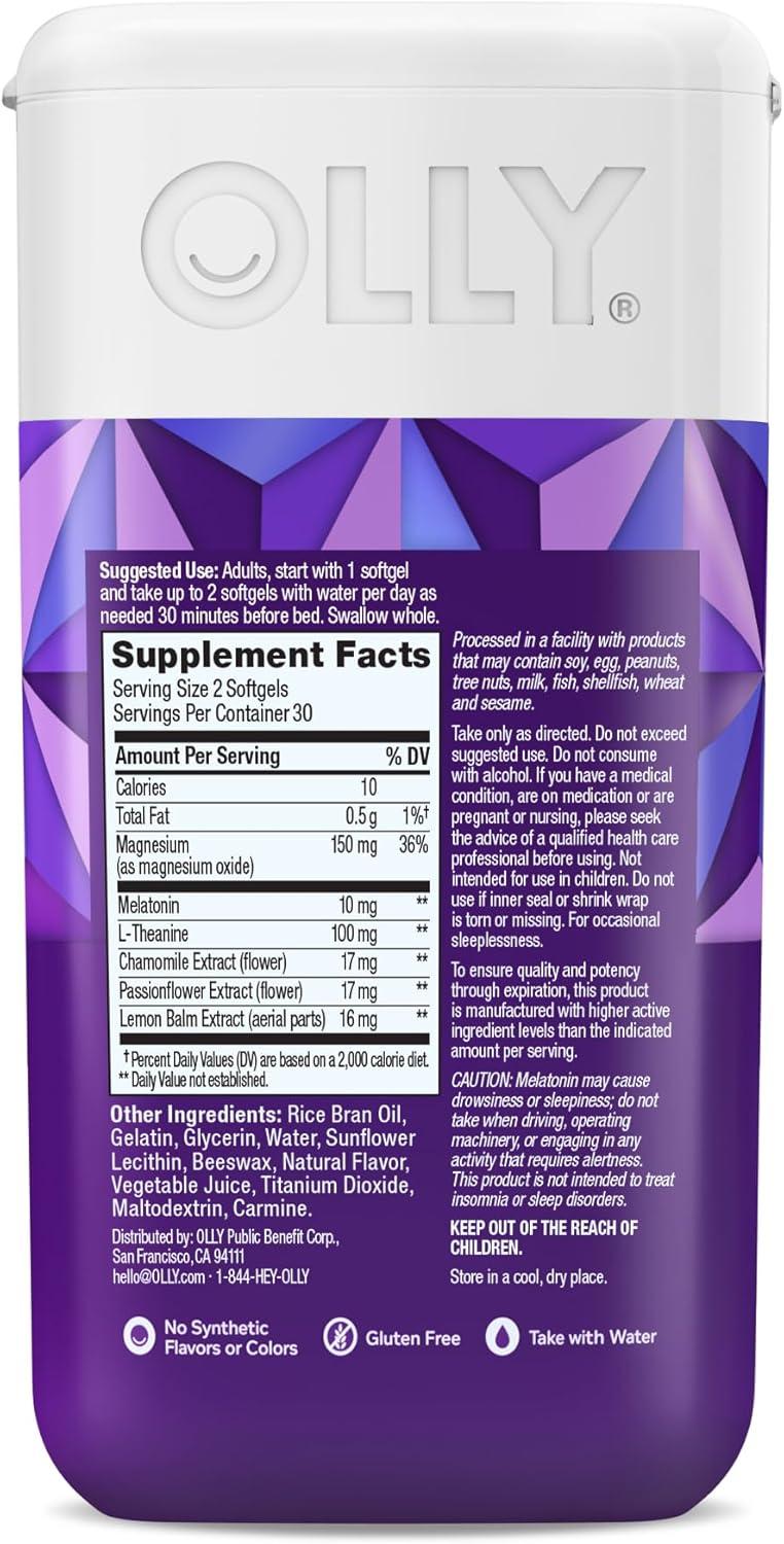 imageOLLY Ultra Strength Sleep Softgels 10mg Melatonin LTheanine Chamomile Magnesium Lemon Balm Supports Deep Restful Sleep Nighttime Sleep Aid Non HabitForming 60 Count60 Count Pack of 1