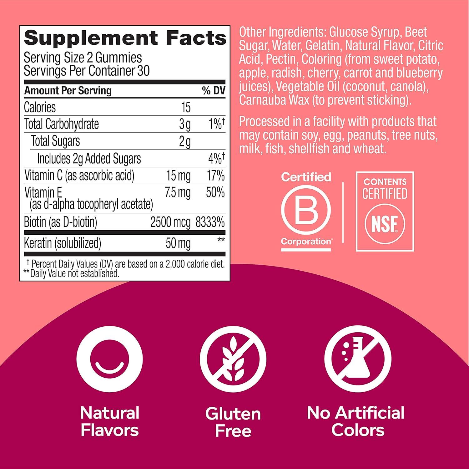 imageOLLY Undeniable Beauty Gummy for Hair Skin Nails Biotin Vitamin C Keratin Chewable Supplement Grapefruit 30 Day Supply 120 Count