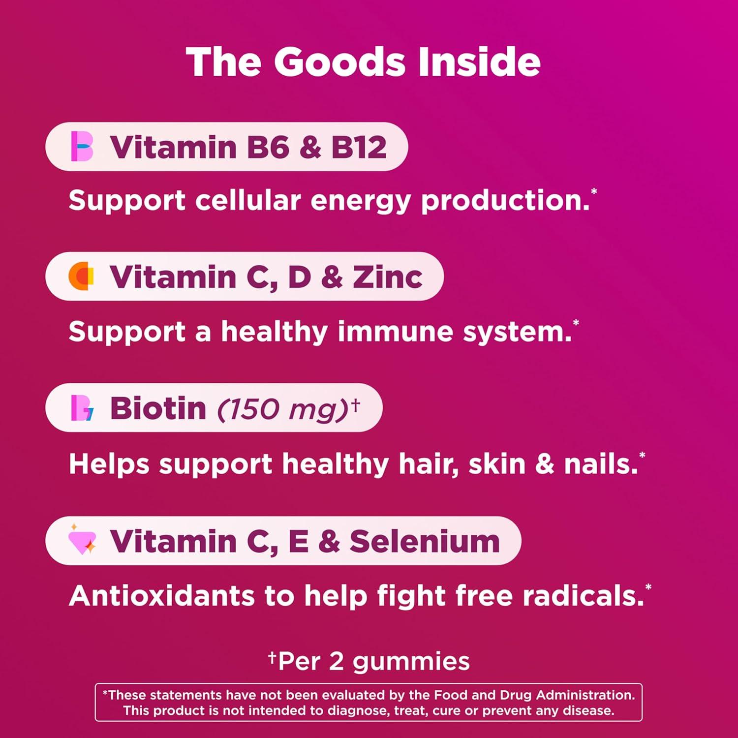 imageOLLY Womens Multivitamin Gummy Womens Overall Wellness Vitamins A C D E Biotin Folic Acid Adult Chewable Supplement Berry Flavored 45 Day Supply 90 CountBerry