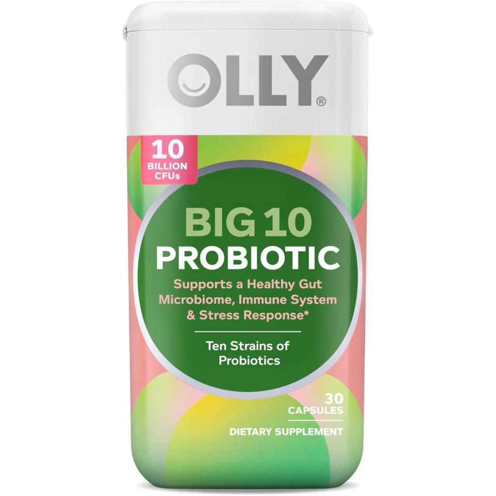 imageOLLY Big 10 Probiotic Supports a Healthy Gut Microbiome 10 Billion CFUs 30 Day Supply 30 Count1 Count Pack of 30