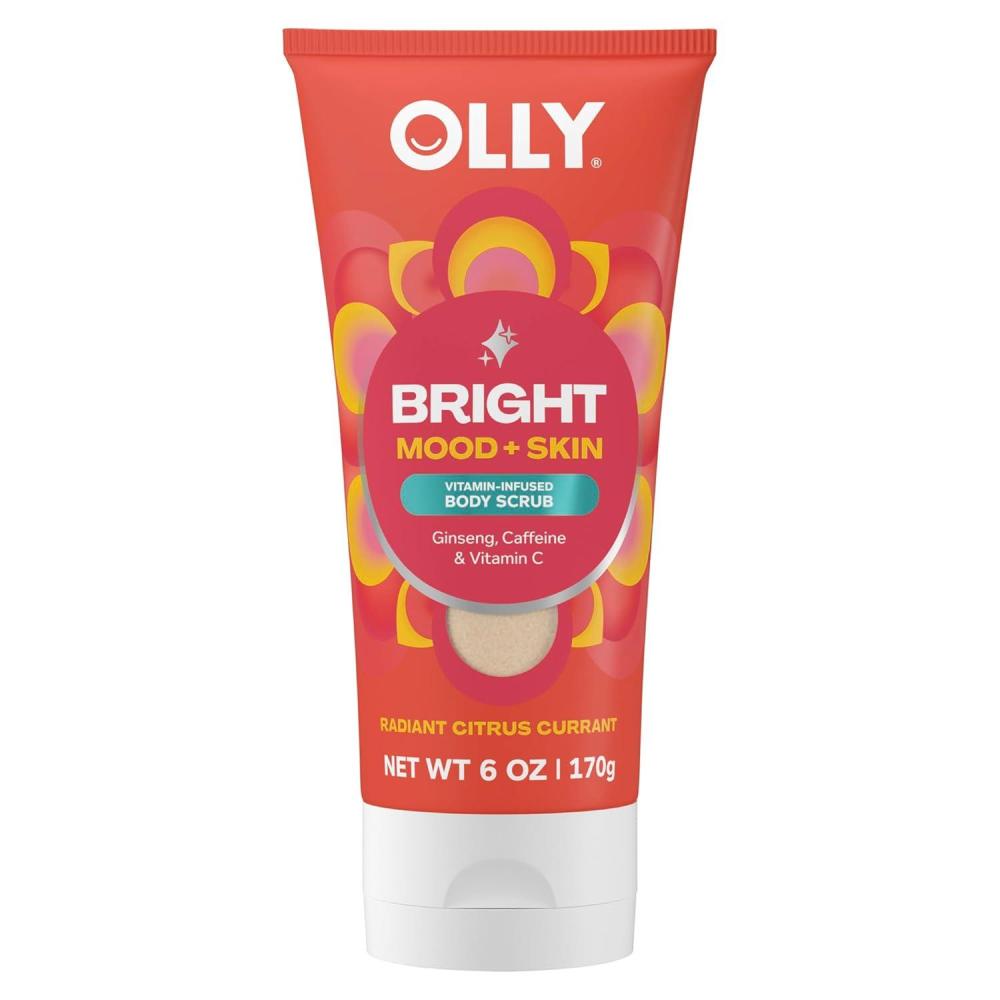 imageOLLY Bright Body Scrub with Ginseng Caffeine amp Vitamin C Nourishing Cleanser for Skin Exfoliation SkinBarrier Repair Citrus Currant Scent 6 oz