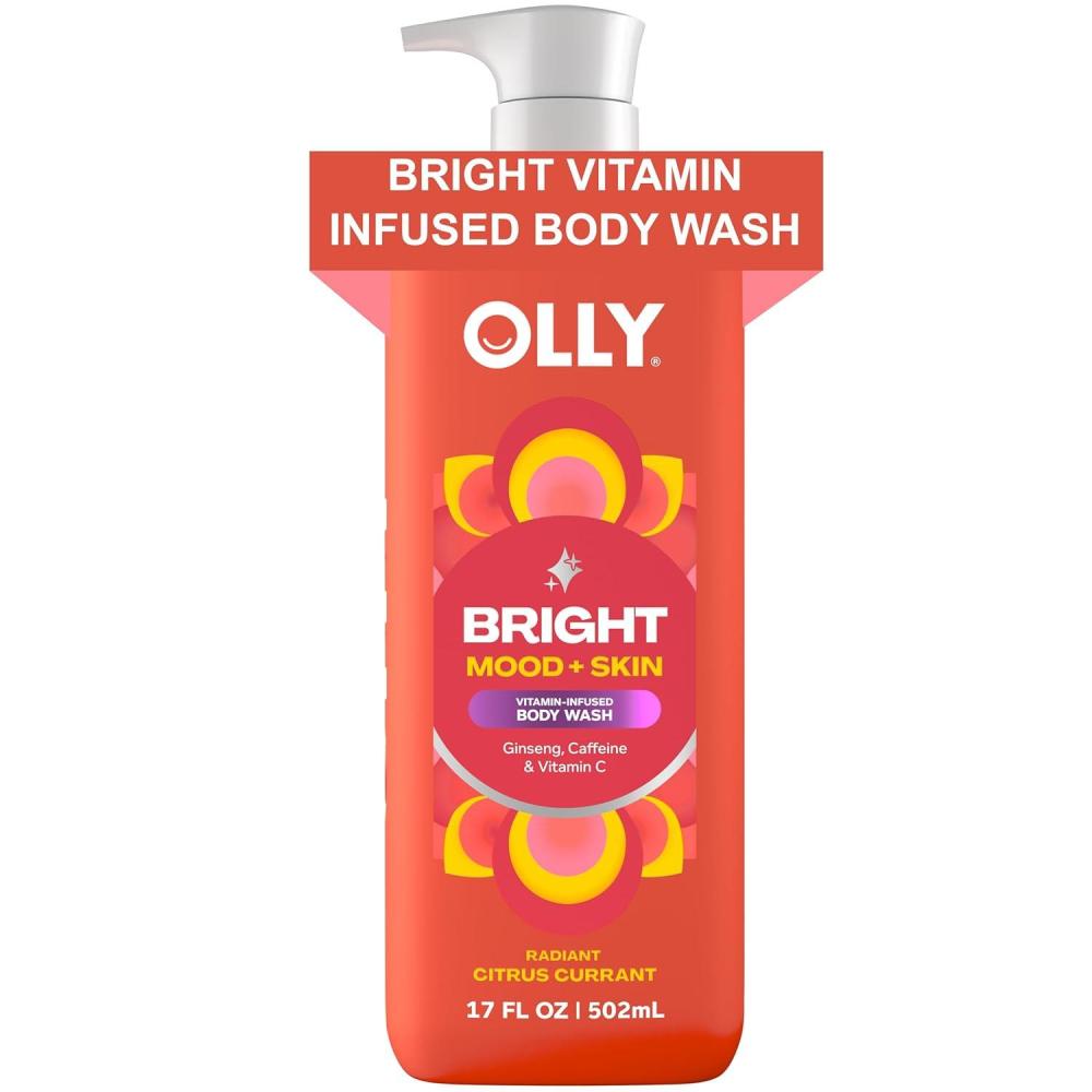 imageOLLY Bright Body Wash with Ginseng Caffeine amp Vitamin C Nourishing Cleanser for Skin Barrier Repair Deep Hydration Citrus Currant Scent 17 oz
