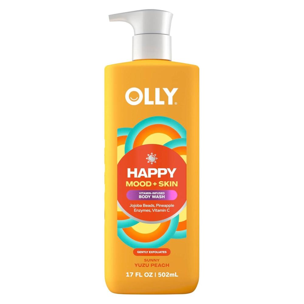 imageOLLY Exfoliating Body Wash Happy Mood Skin jojoba beads pineapple enzymes amp vitamin C to exfoliate and reveal softer glowing skin 17 Fl Oz