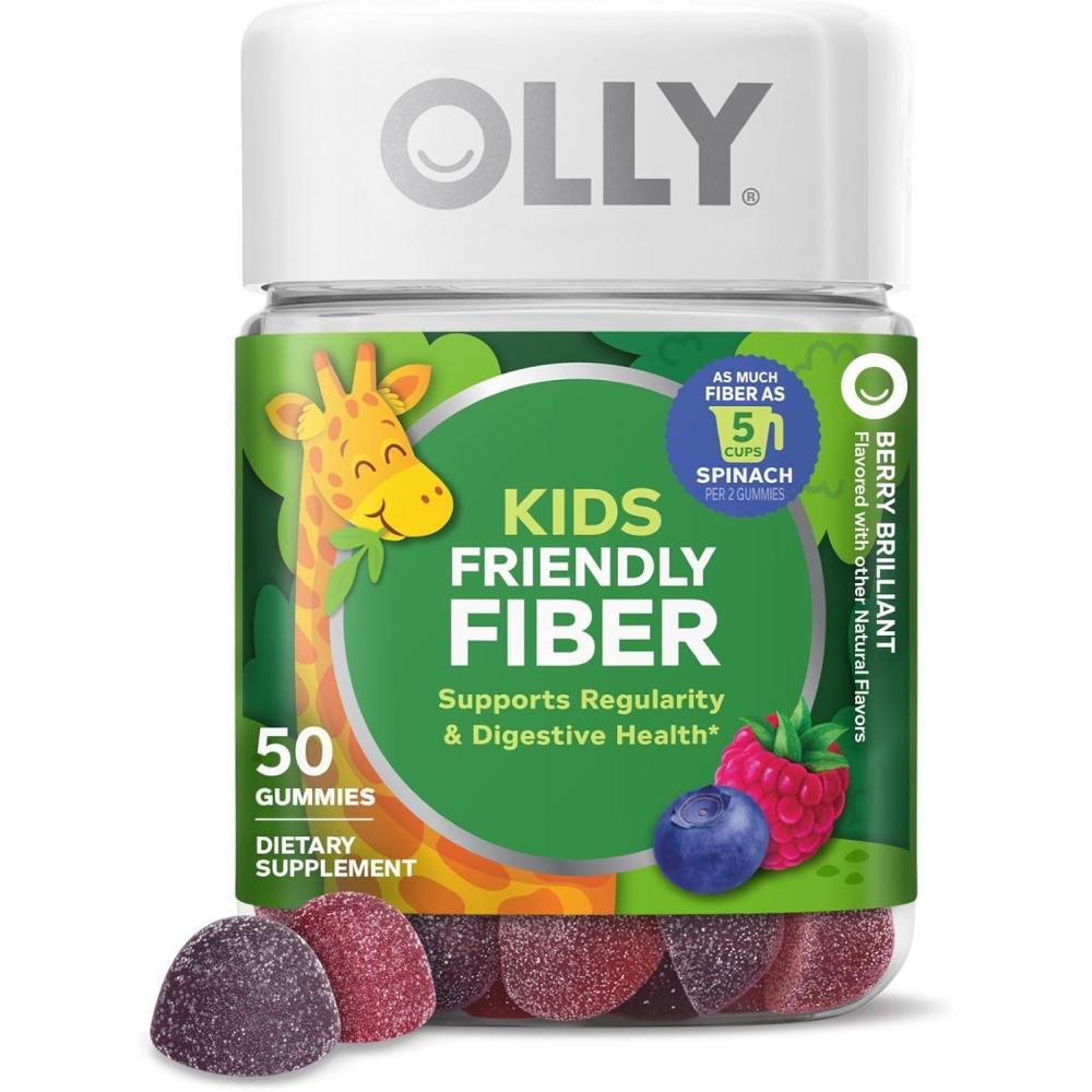 imageOLLY Kids Friendly Fiber Gummy Digestion Support 3g Prebiotic Fiber FOS Kids Chewable Supplement Berry Brilliant Flavored 25 Day Supply  50 Count
