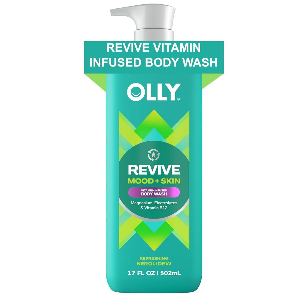 imageOLLY Revive Body Wash with Magnesium Electrolytes amp Vitamin B12 Nourishing Cleanser for Skin Barrier Repair Deep Hydration Refreshing Nerolidew Scent 17 oz