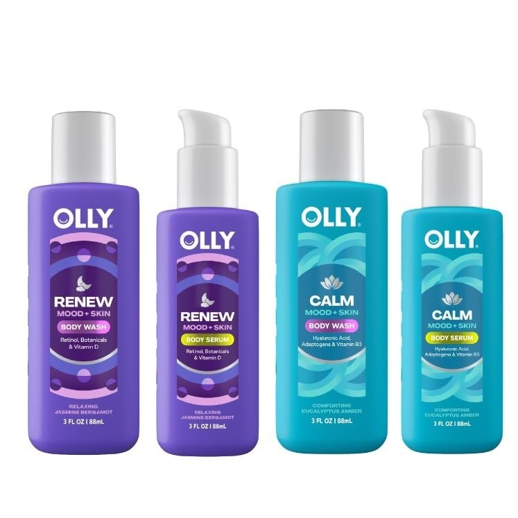 image:imageOLLY Vitamins Mini Body Serum amp Body Wash Mixed Pack 4 Count Repairs Skin Barrier amp Soothe Stress TSA Approved